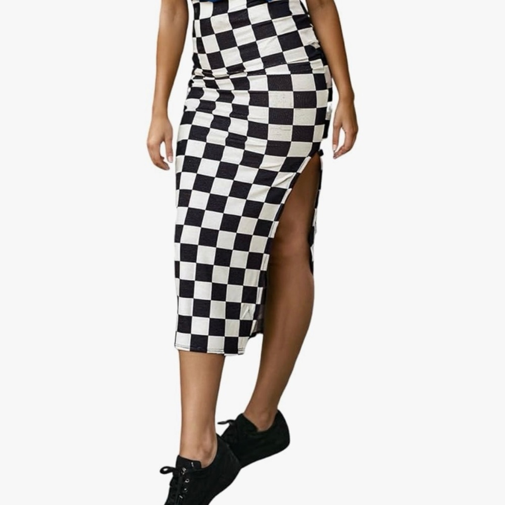 Checkered Black and White Women's Skirt
